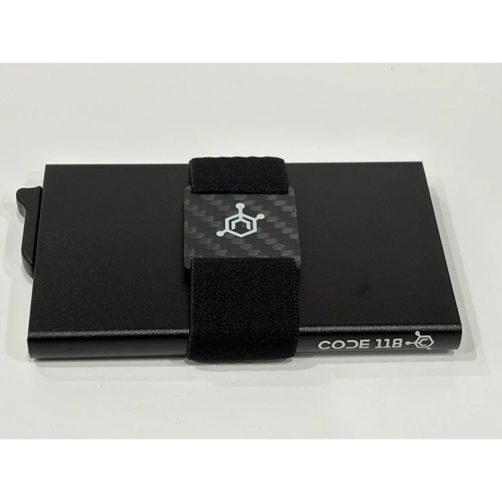 CODE 118 RFID Wallet Carbon Fiber Aluminum Minimalist Card Holder w/ Box